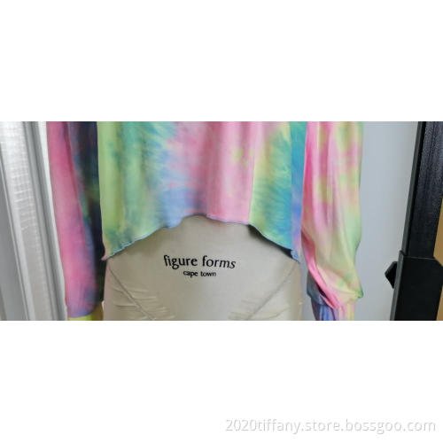 Wholesale Women's Color Tie Dyed Short Hoodie